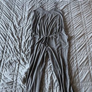 Shein L Grey Spaghetti Strapped Maternity Romper with Pockets